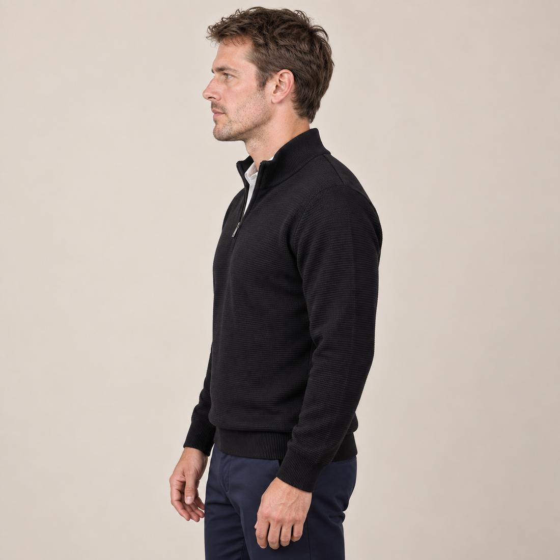 Men's Textured Quarter-Zip Sweater