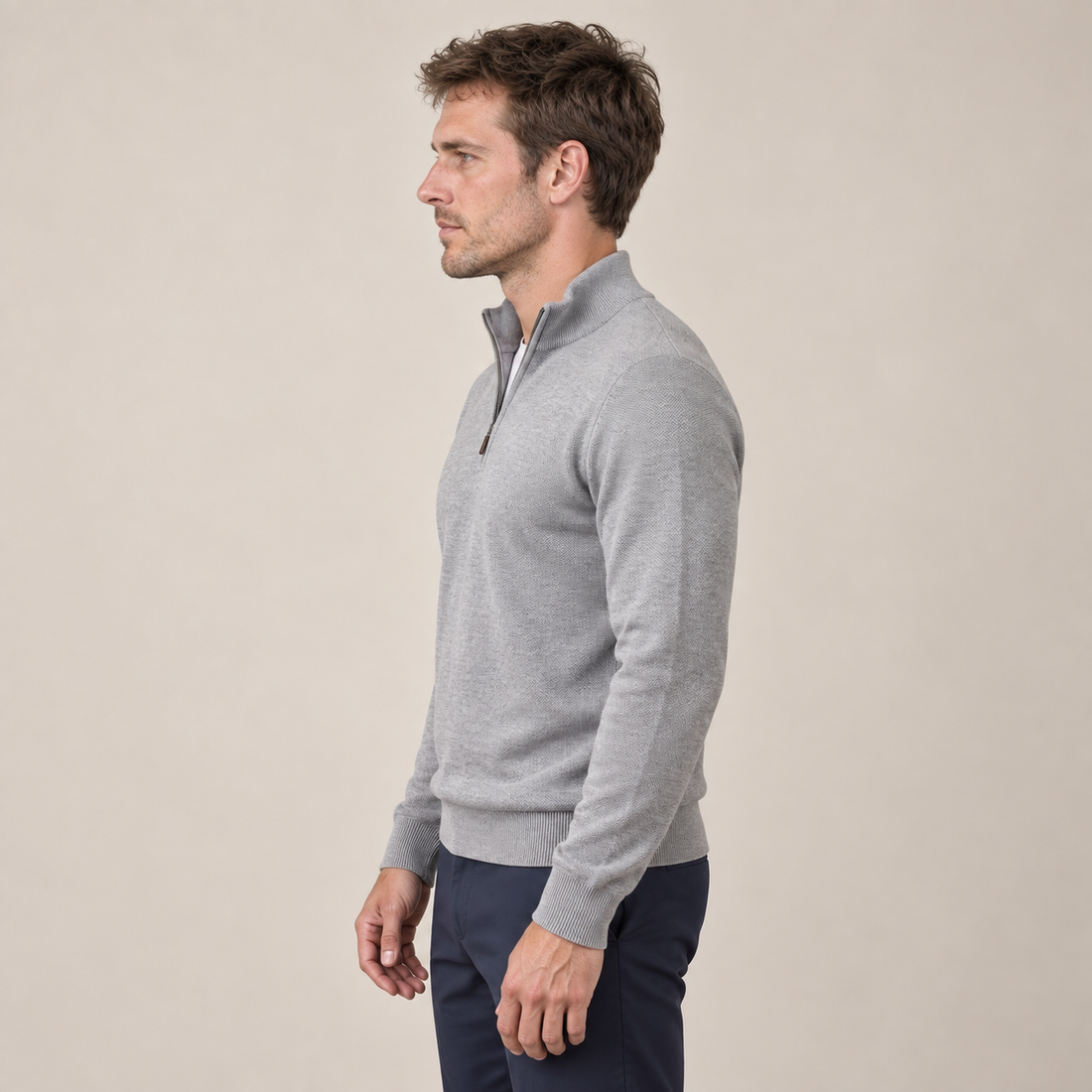 Men's Textured Quarter-Zip Sweater