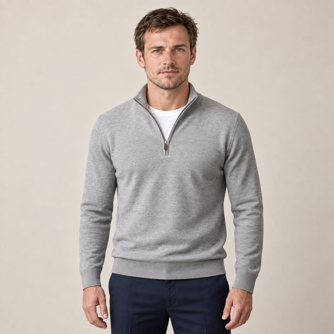 Men's Textured Quarter-Zip Sweater