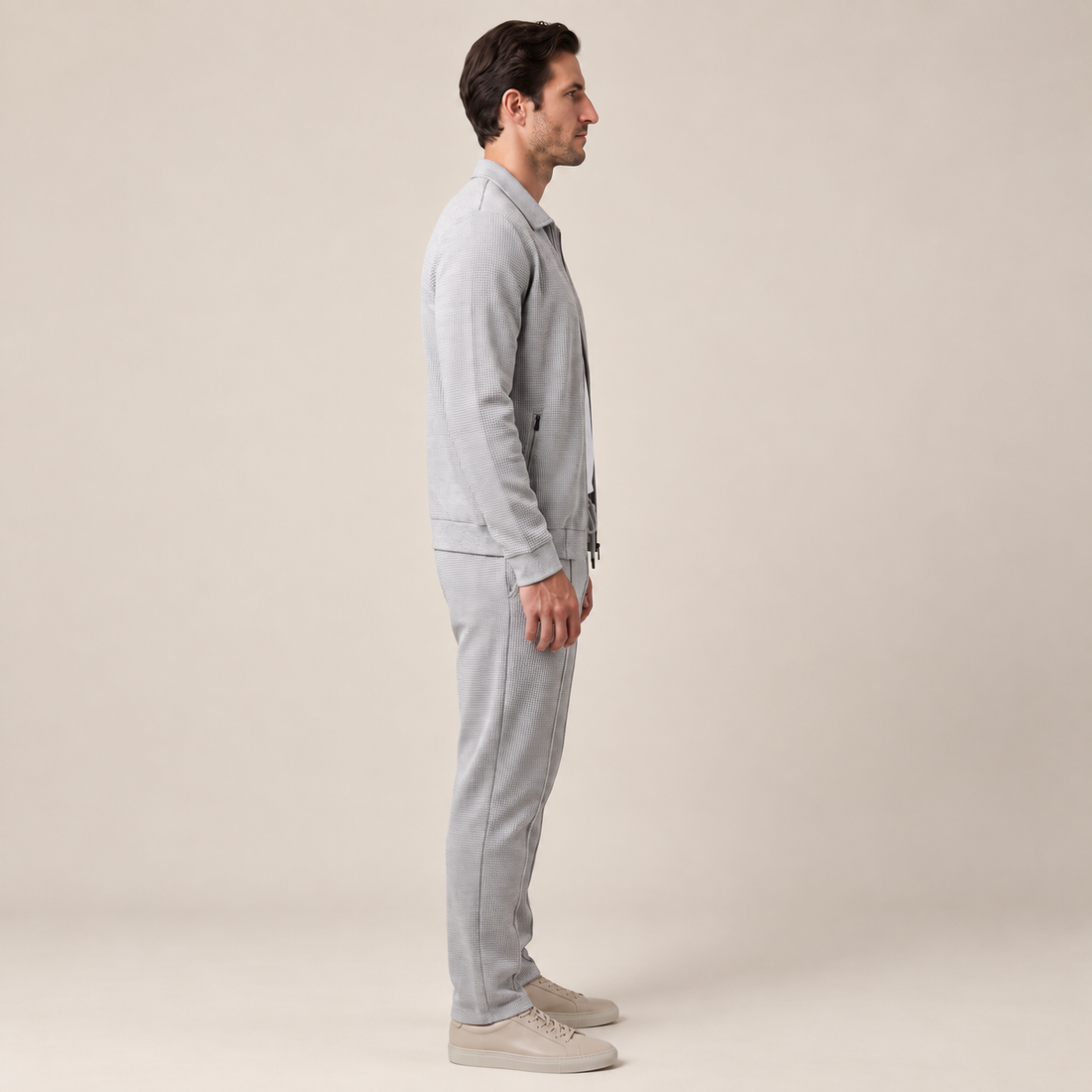 Men's Textured Zip Jacket Trouser Set
