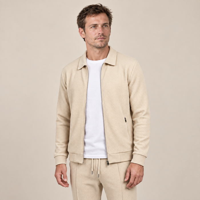 Men's Textured Zip Jacket Trouser Set