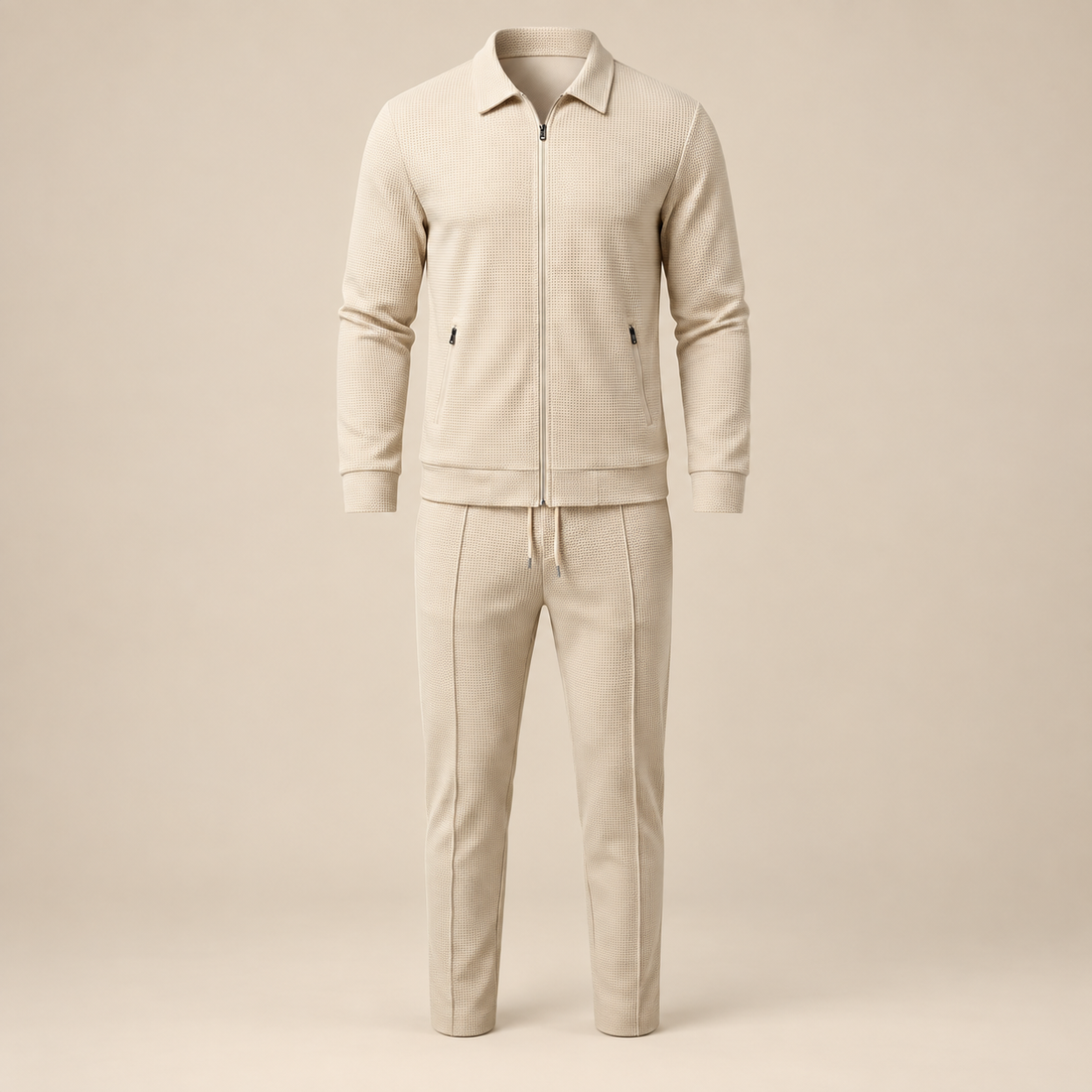 Men's Textured Zip Jacket Trouser Set