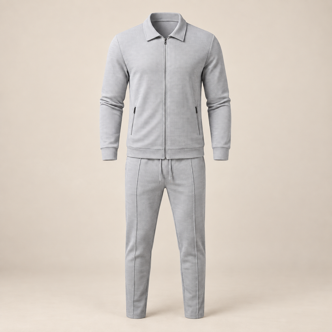 Men's Textured Zip Jacket Trouser Set