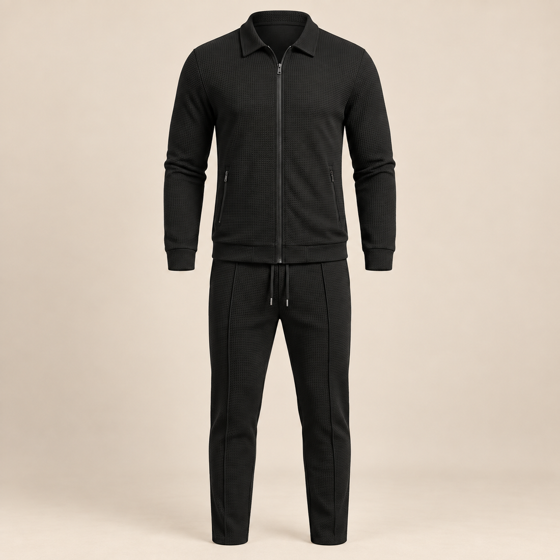 Men's Textured Zip Jacket Trouser Set