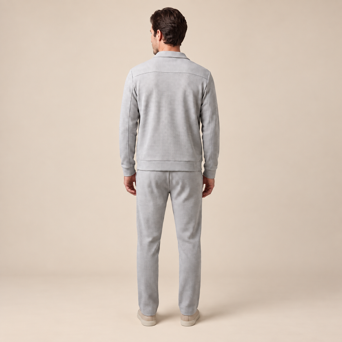 Men's Textured Zip Jacket Trouser Set