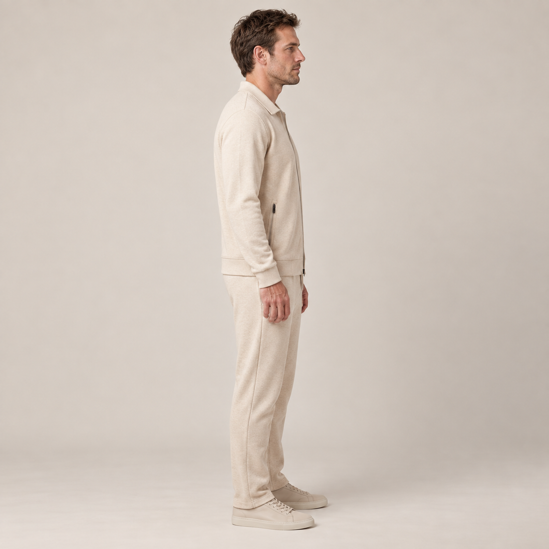 Men's Textured Zip Jacket Trouser Set
