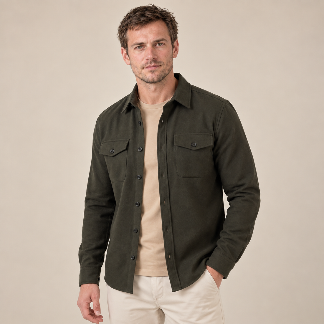 Men's Twin-Pocket Overshirt Slim Fit