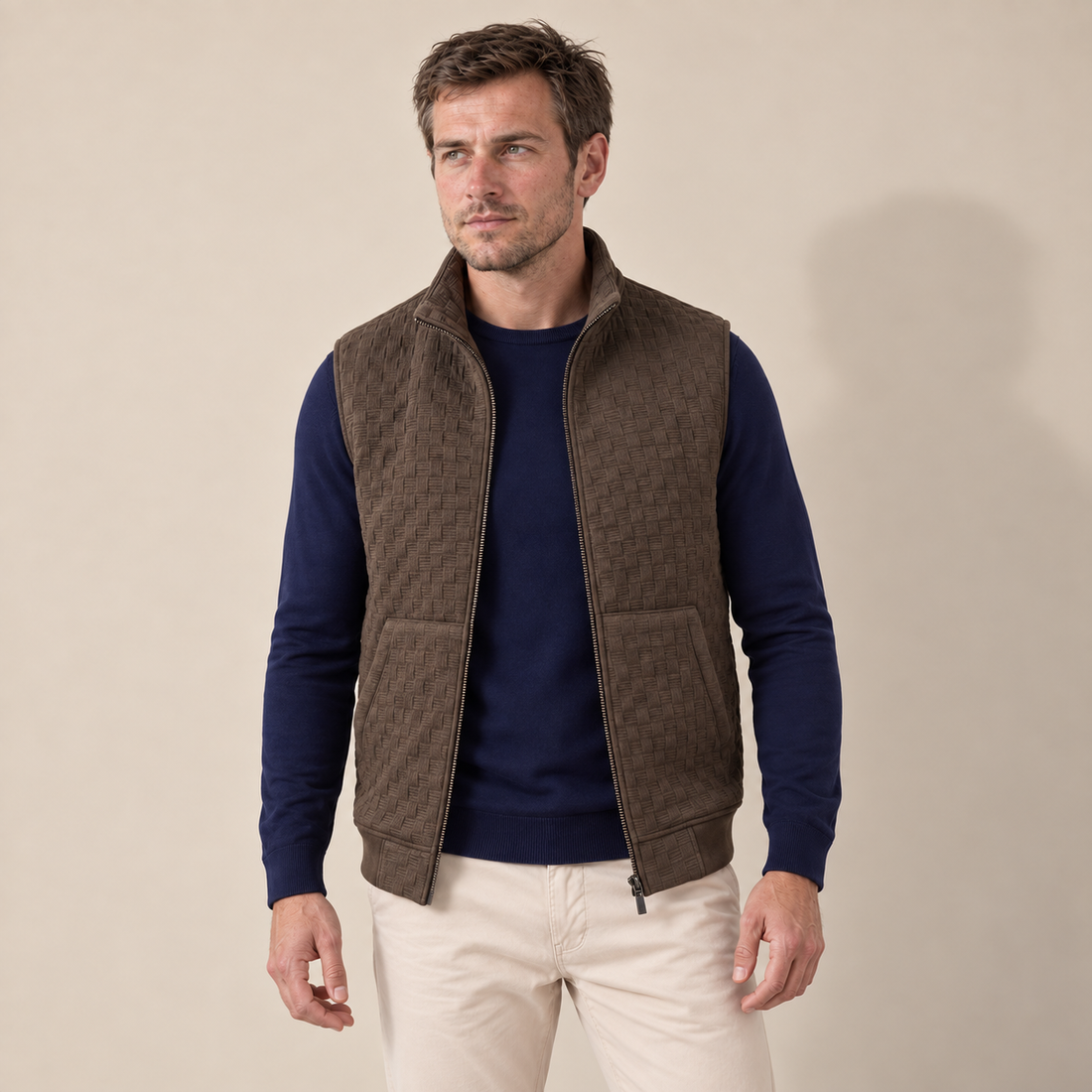 Men's Utility Zip Vest with Stand-Up Collar