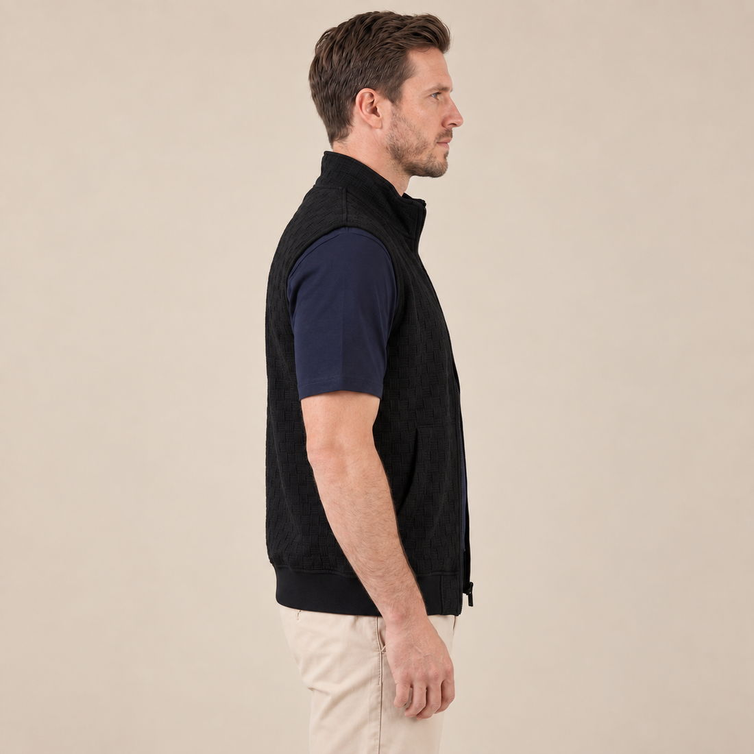 Men's Utility Zip Vest with Stand-Up Collar