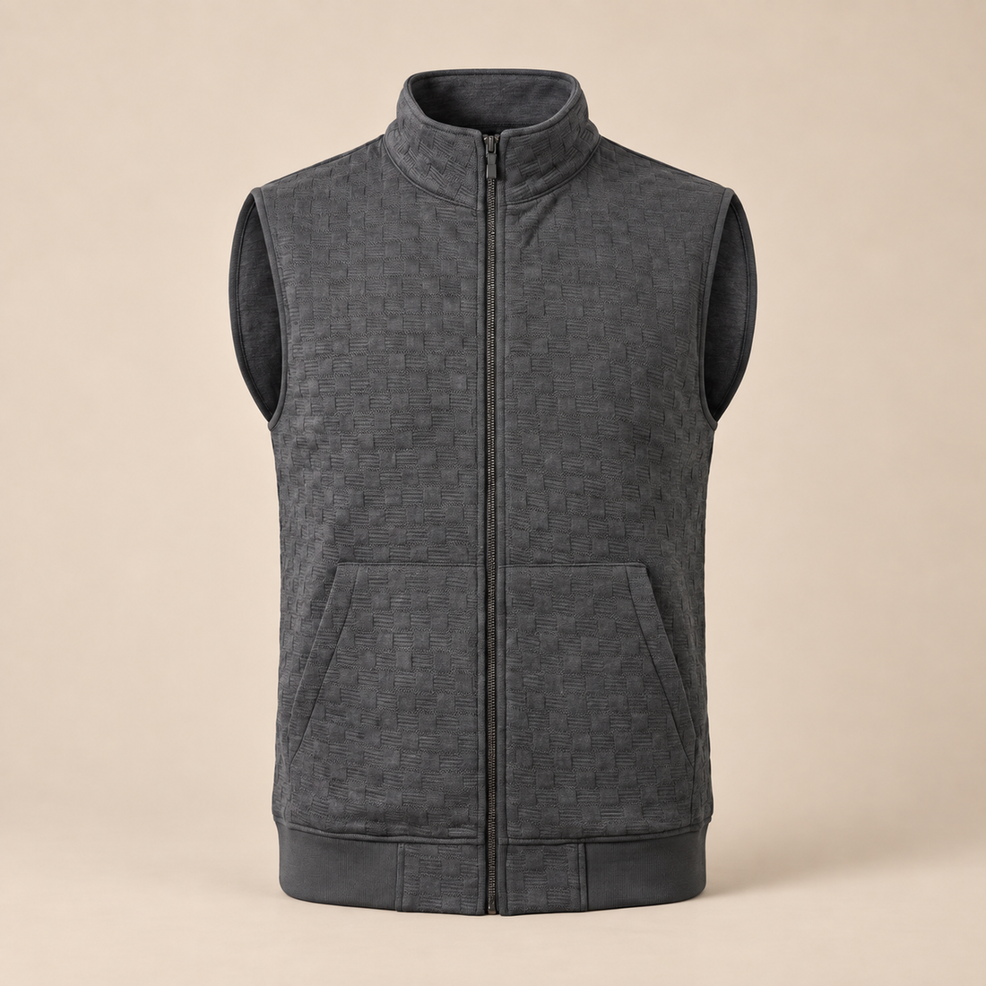 Men's Utility Zip Vest with Stand-Up Collar