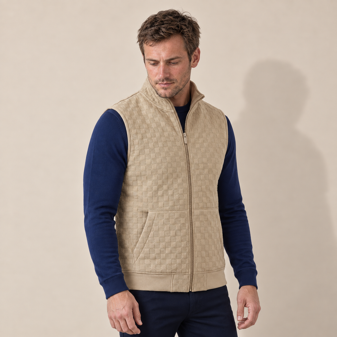 Men's Utility Zip Vest with Stand-Up Collar