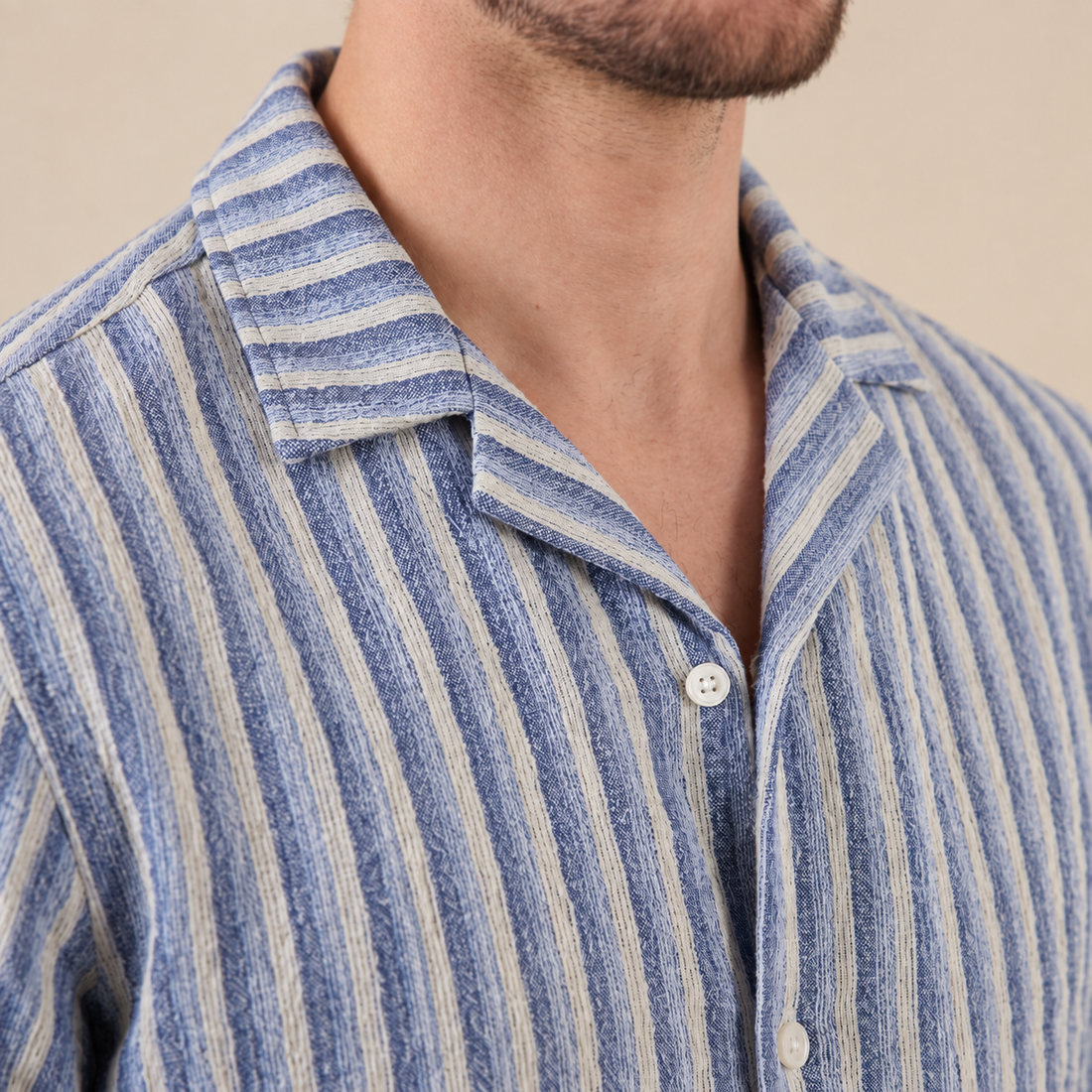 Men's Vertical Stripe Knit Resort Shirt