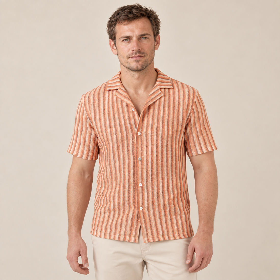 Men's Vertical Stripe Knit Resort Shirt
