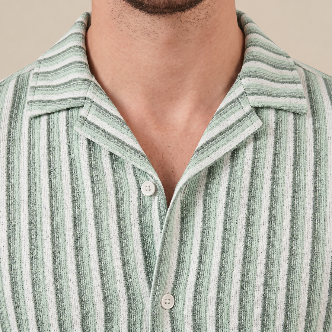 Men's Vertical Stripe Knit Resort Shirt