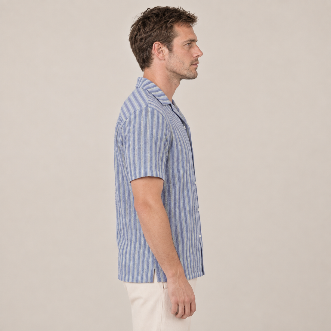 Men's Vertical Stripe Knit Resort Shirt