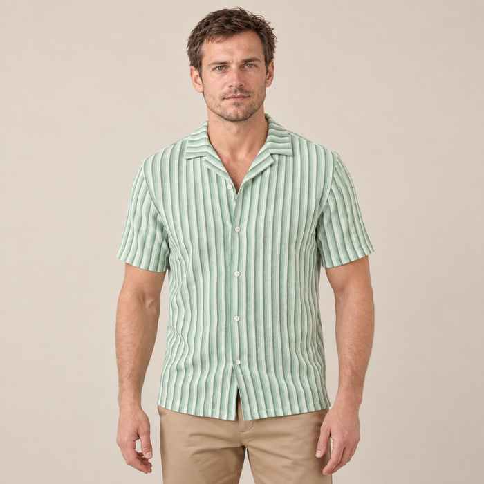 Men's Vertical Stripe Knit Resort Shirt