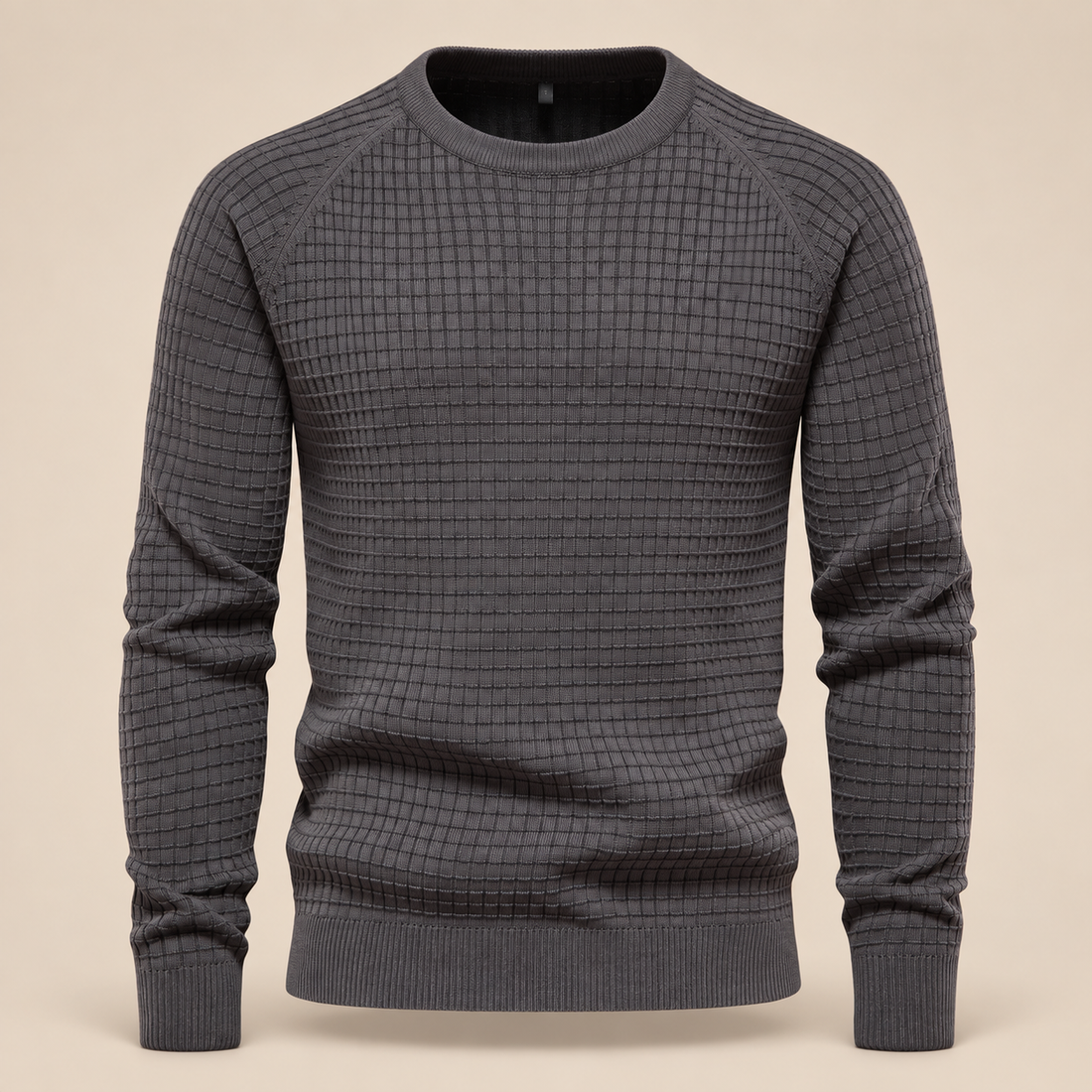 Men's Waffle Knit Crew Neck Sweater