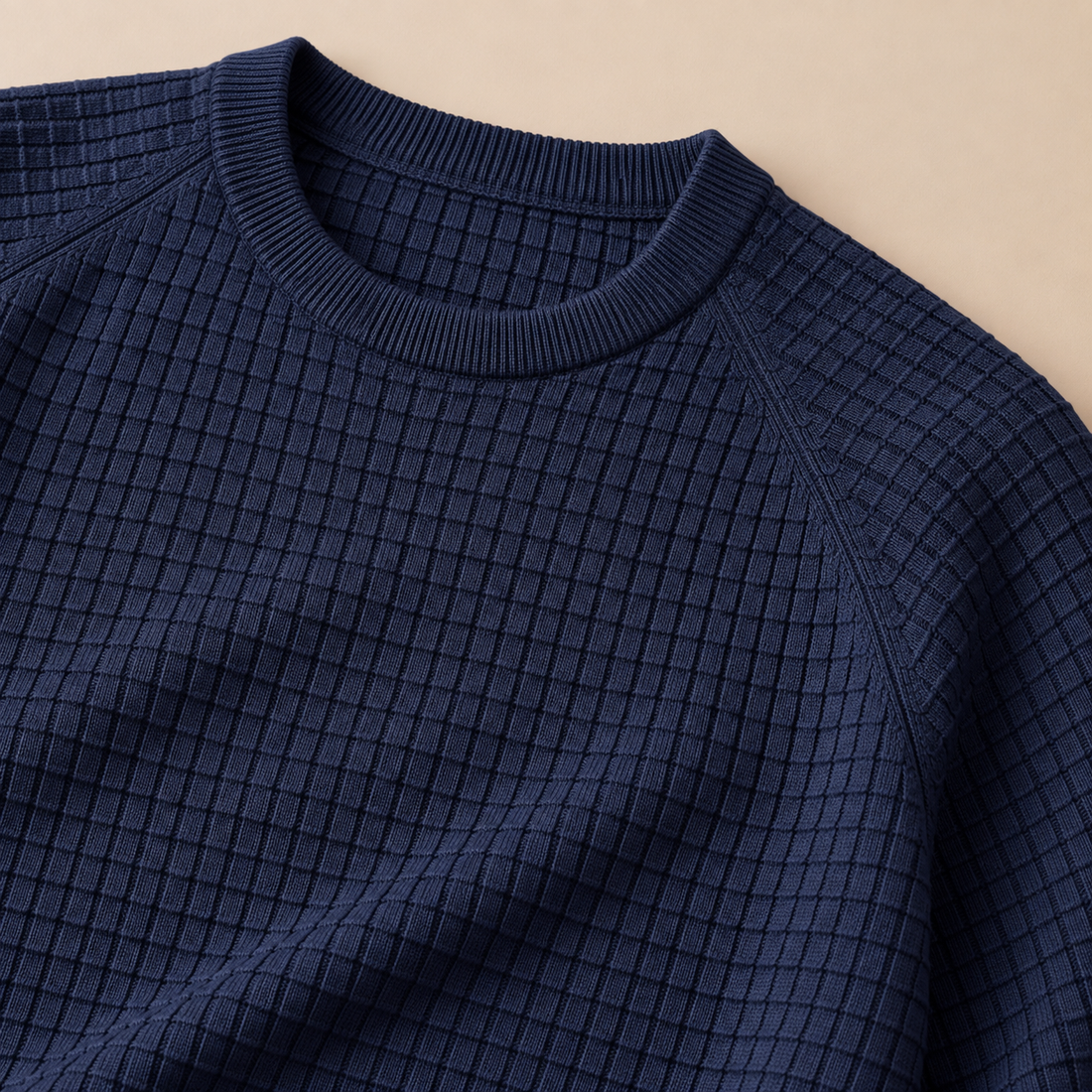 Men's Waffle Knit Crew Neck Sweater