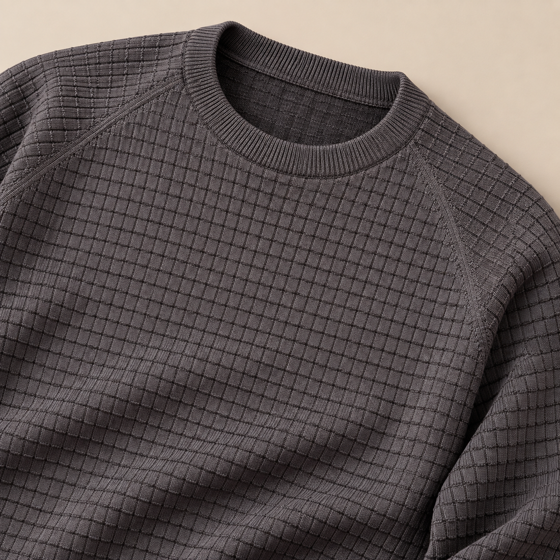 Men's Waffle Knit Crew Neck Sweater