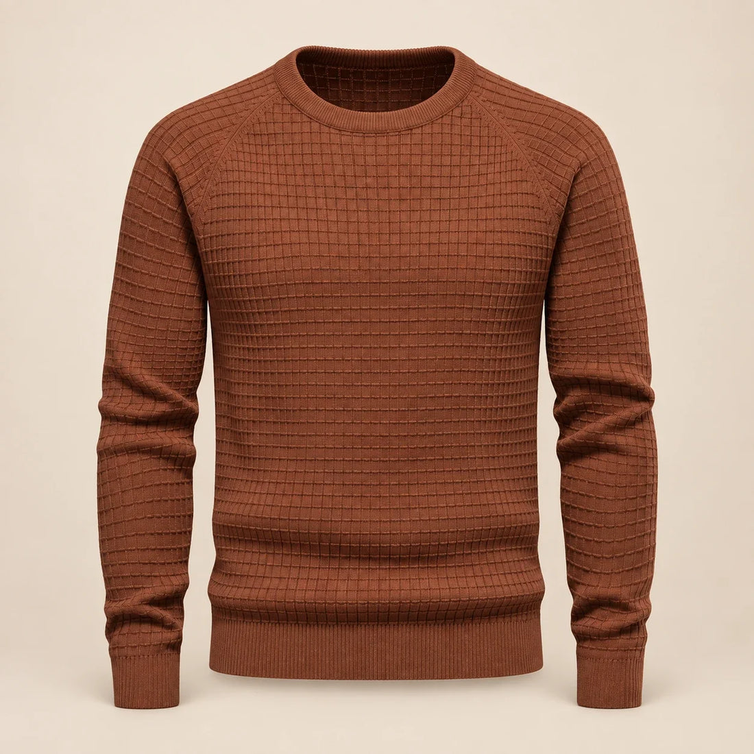 Men's Waffle Knit Crew Neck Sweater