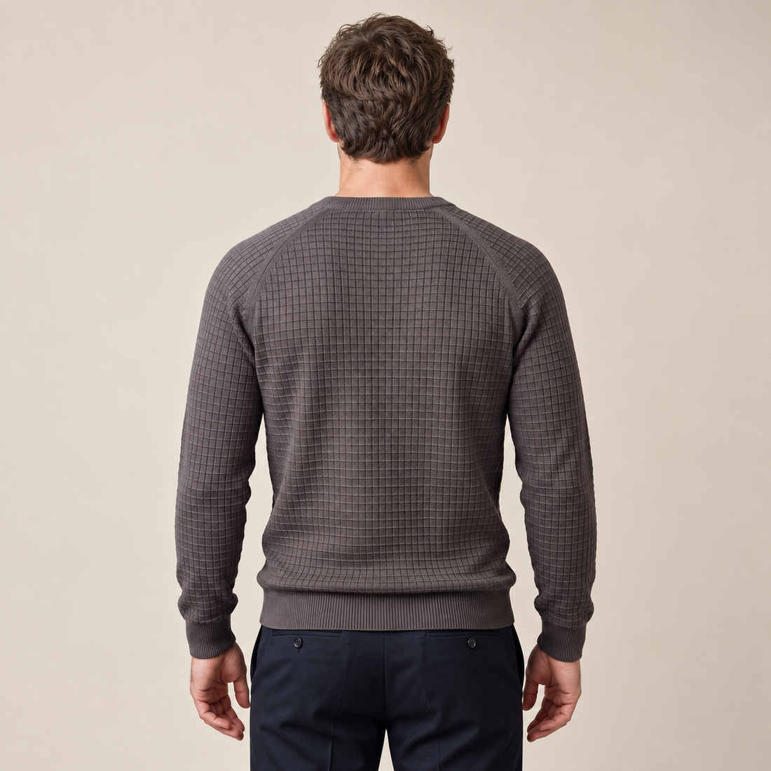 Men's Waffle Knit Crew Neck Sweater