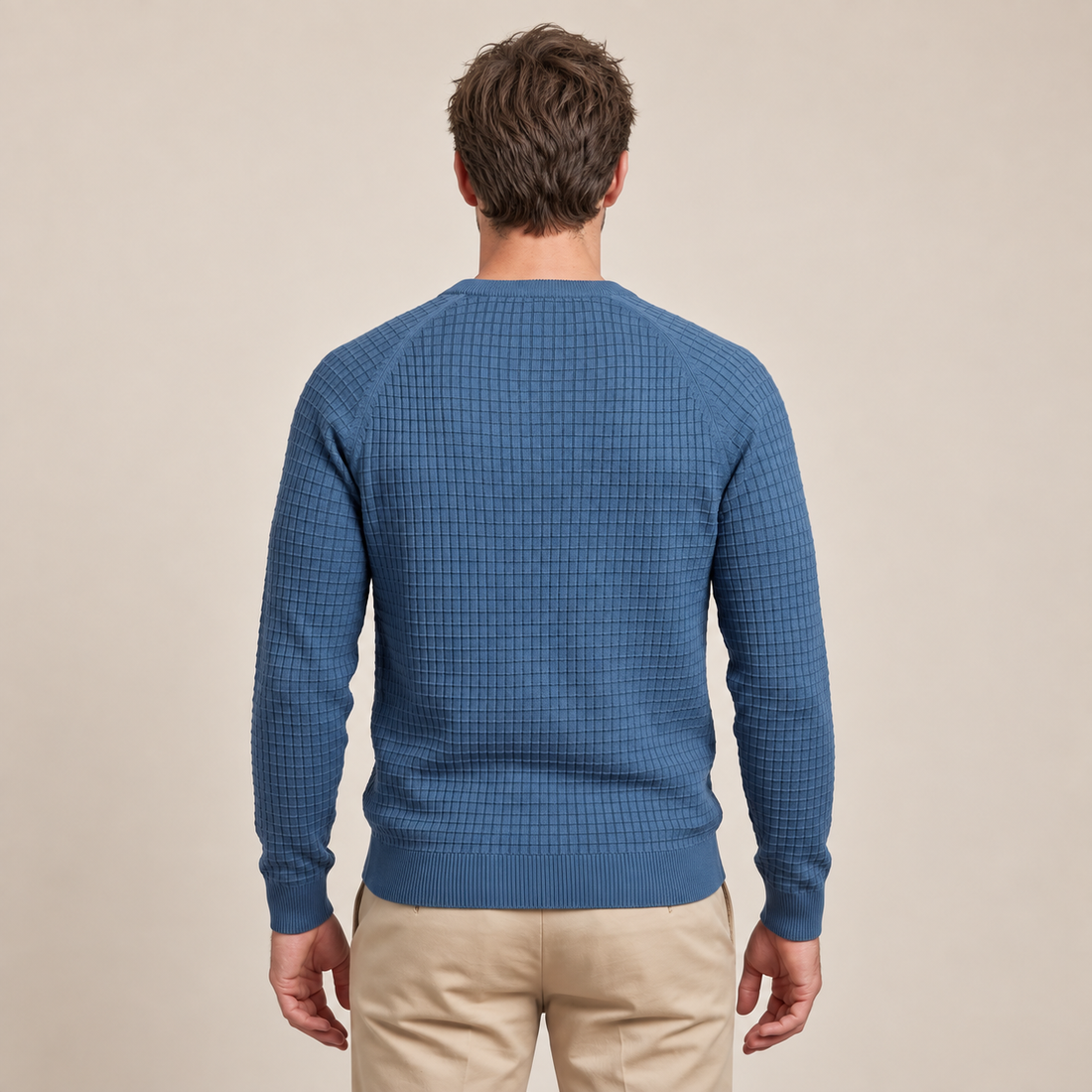 Men's Waffle Knit Crew Neck Sweater