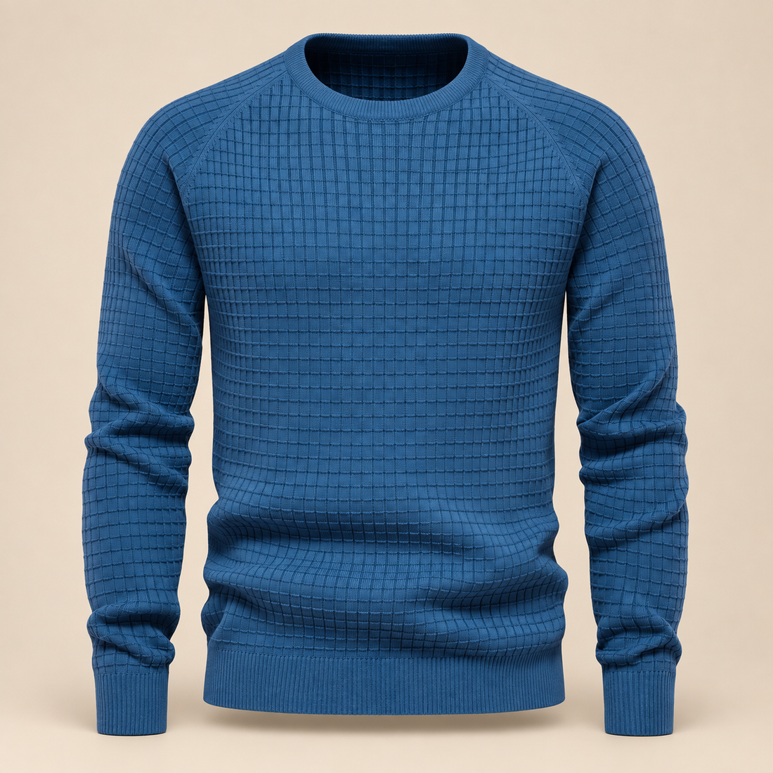 Men's Waffle Knit Crew Neck Sweater