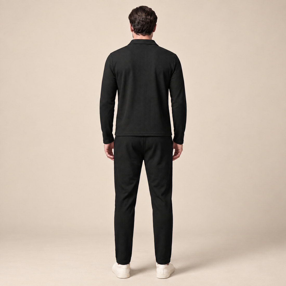 Men's Waffle Knit Quarter-Zip Tracksuit Set