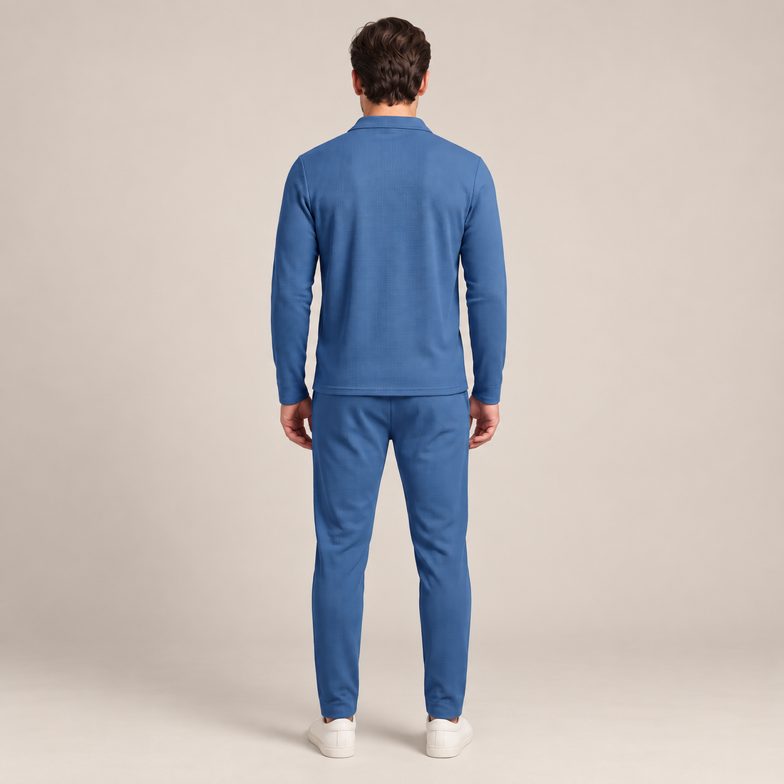 Men's Waffle Knit Quarter-Zip Tracksuit Set