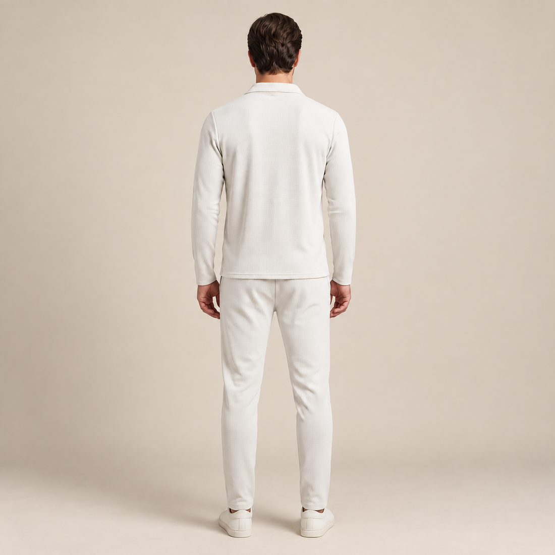 Men's Waffle Knit Quarter-Zip Tracksuit Set