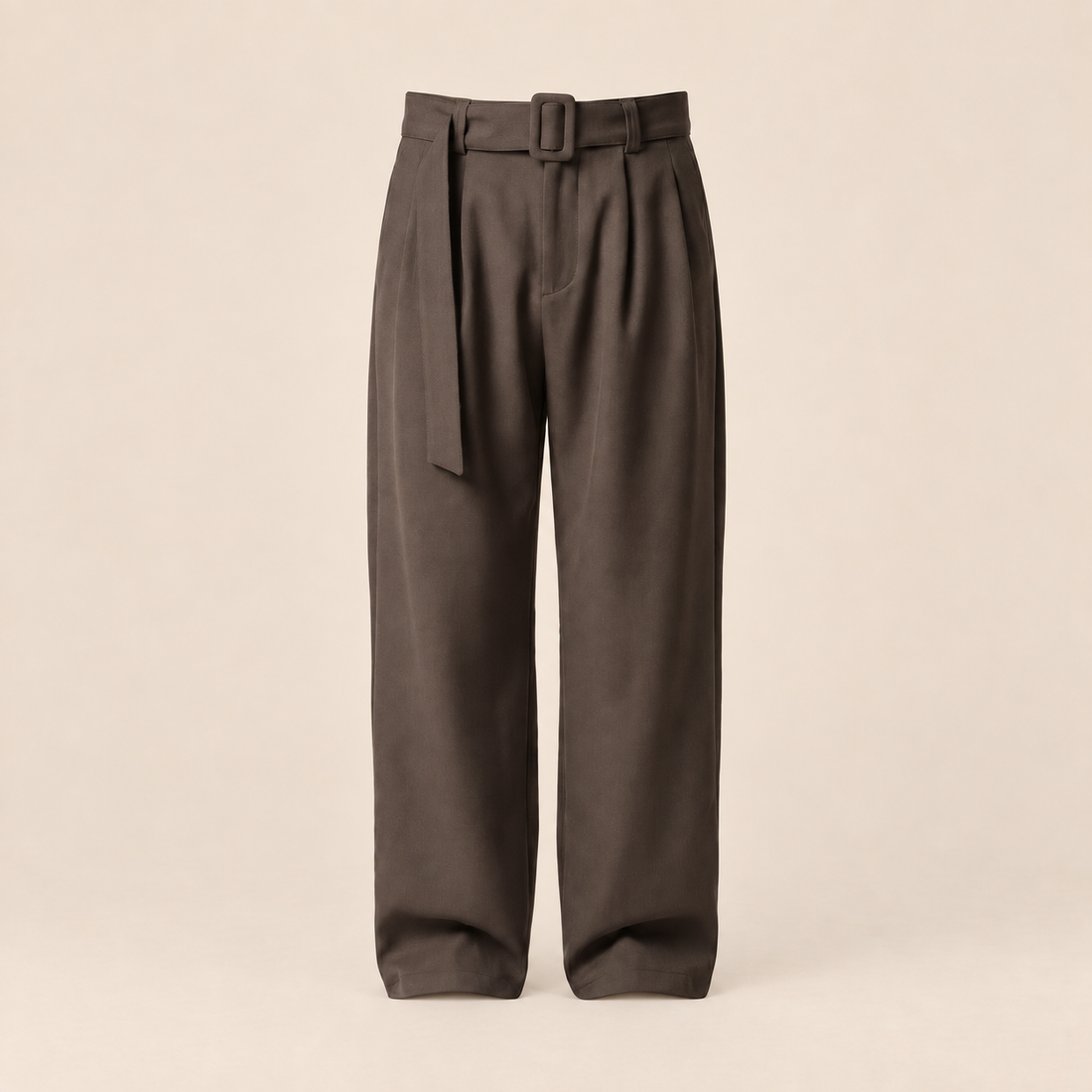 Men's Wide-Leg Belted Tailored Trousers