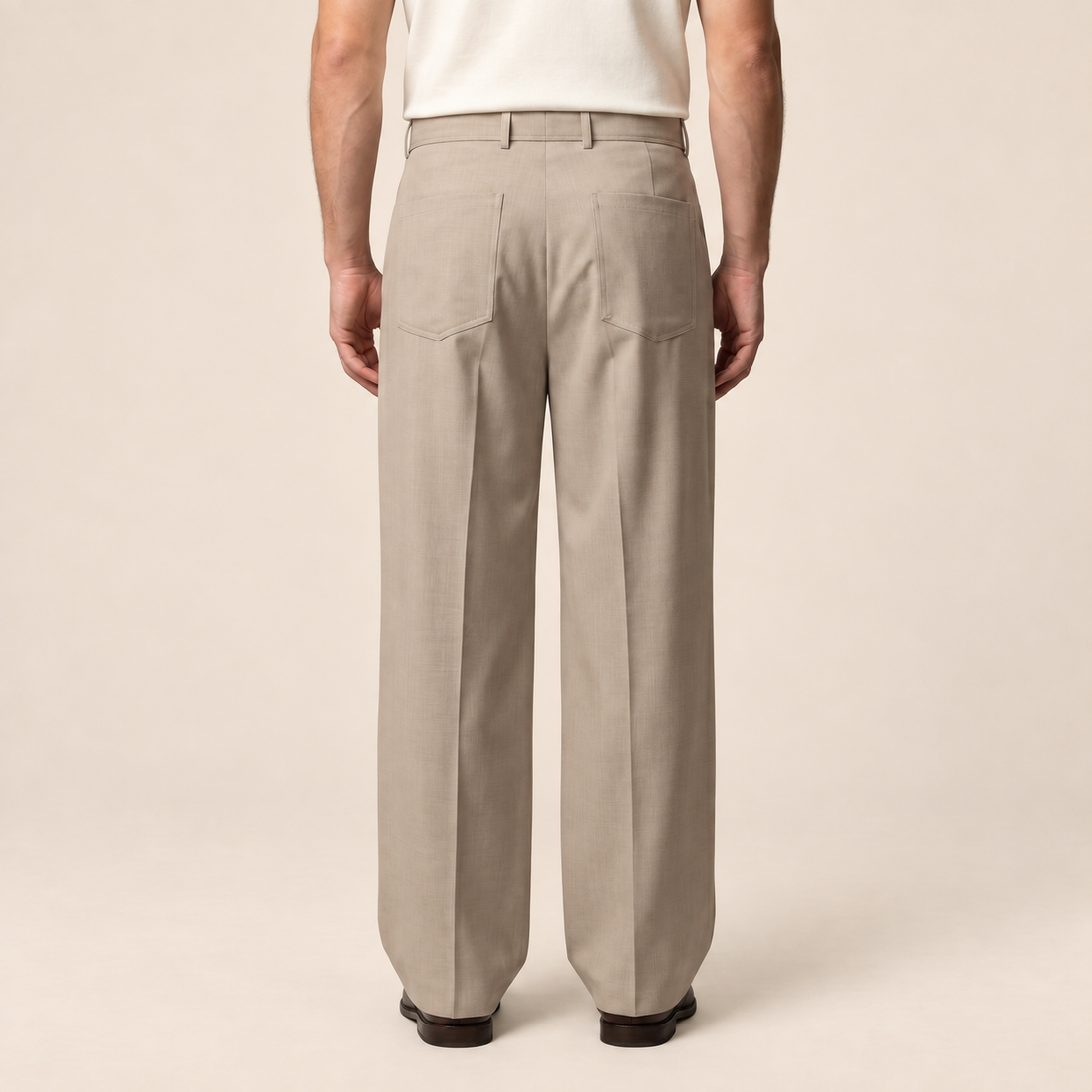 Men's Wide-Leg Belted Tailored Trousers