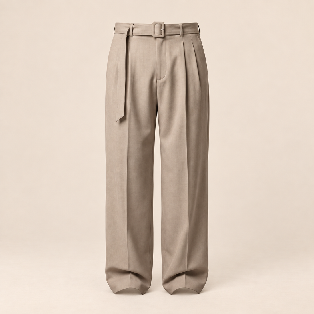 Men's Wide-Leg Belted Tailored Trousers