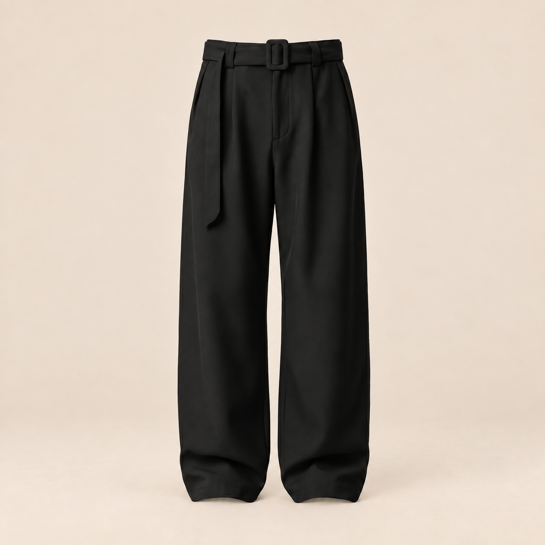 Men's Wide-Leg Belted Tailored Trousers