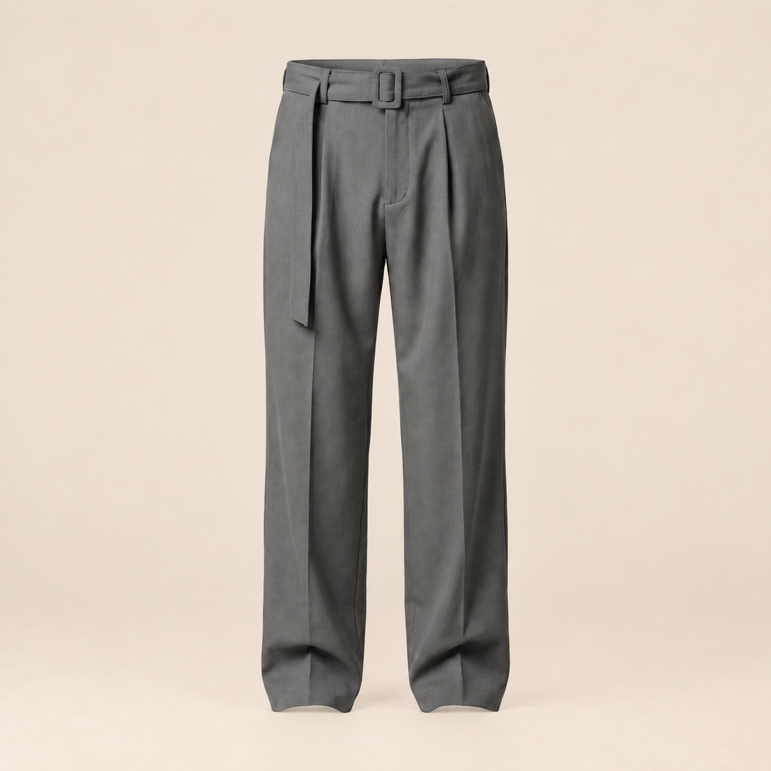 Men's Wide-Leg Belted Tailored Trousers