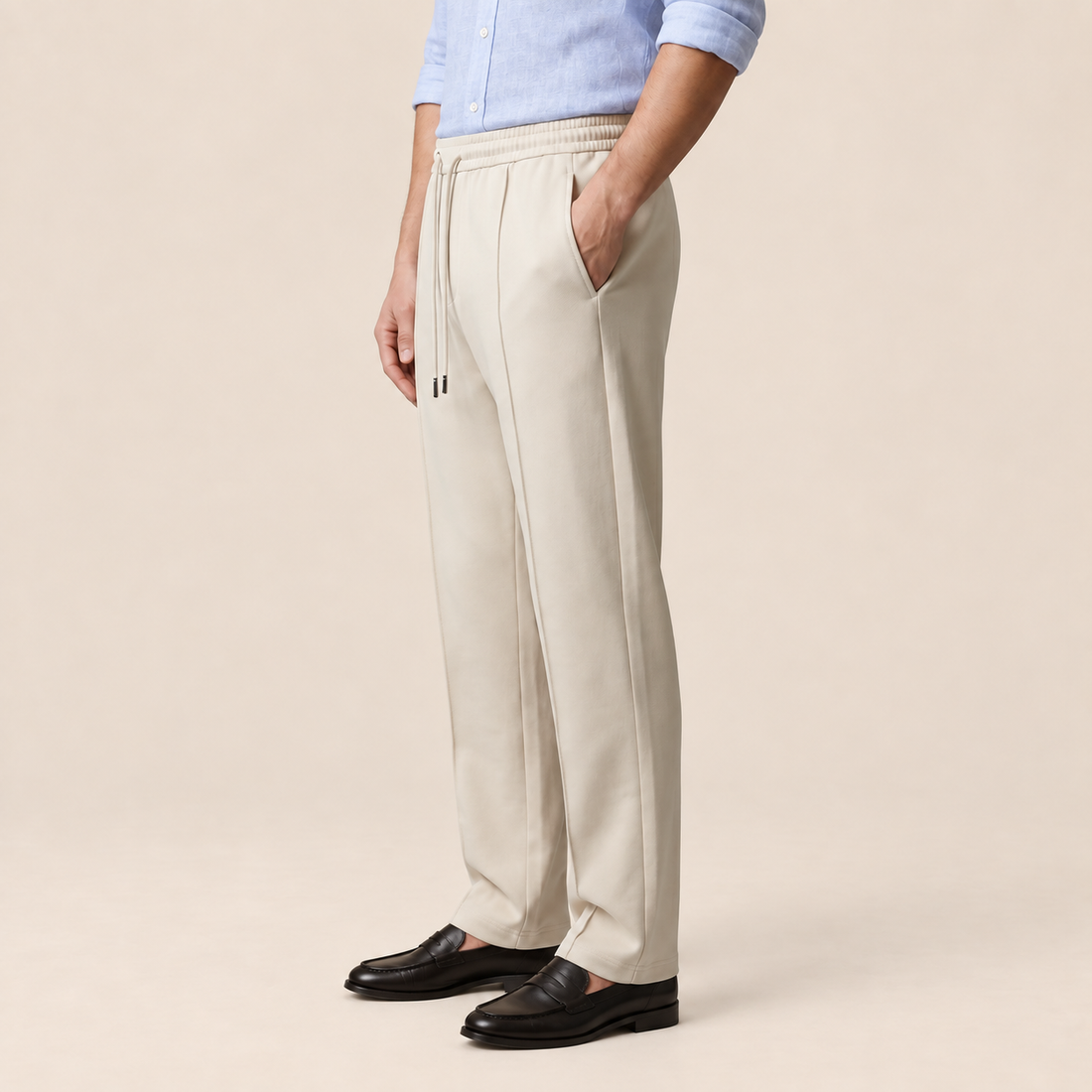 Men's Wide Leg Trousers with Drawstring