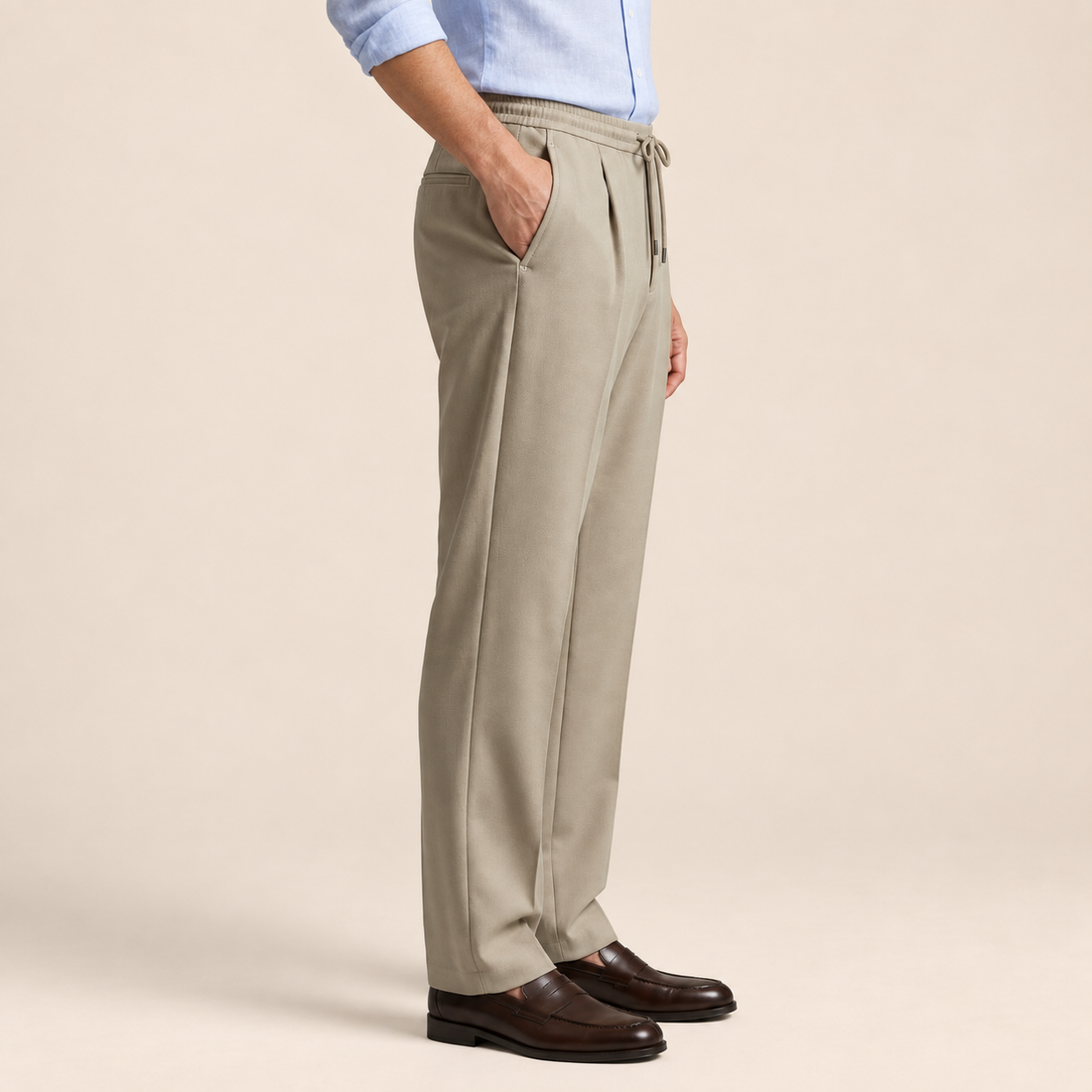 Men's Wide Leg Trousers with Drawstring