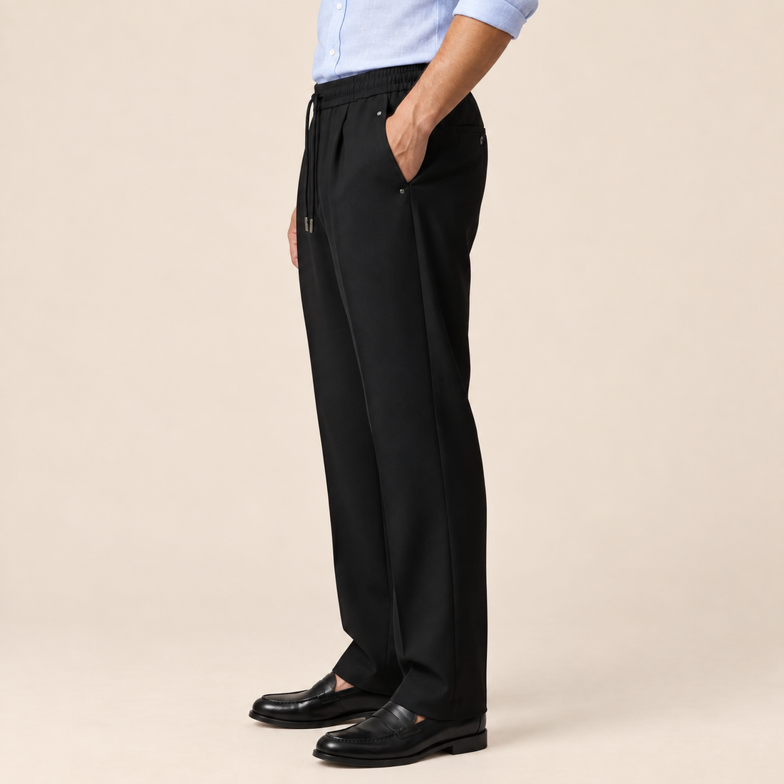 Men's Wide Leg Trousers with Drawstring