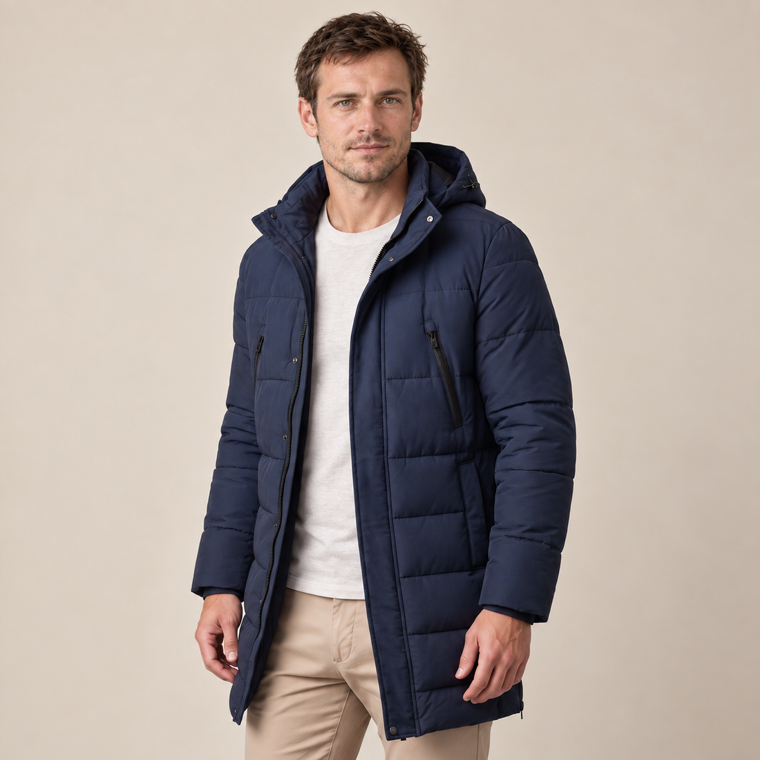 Men's Windproof Padded Parka Jacket