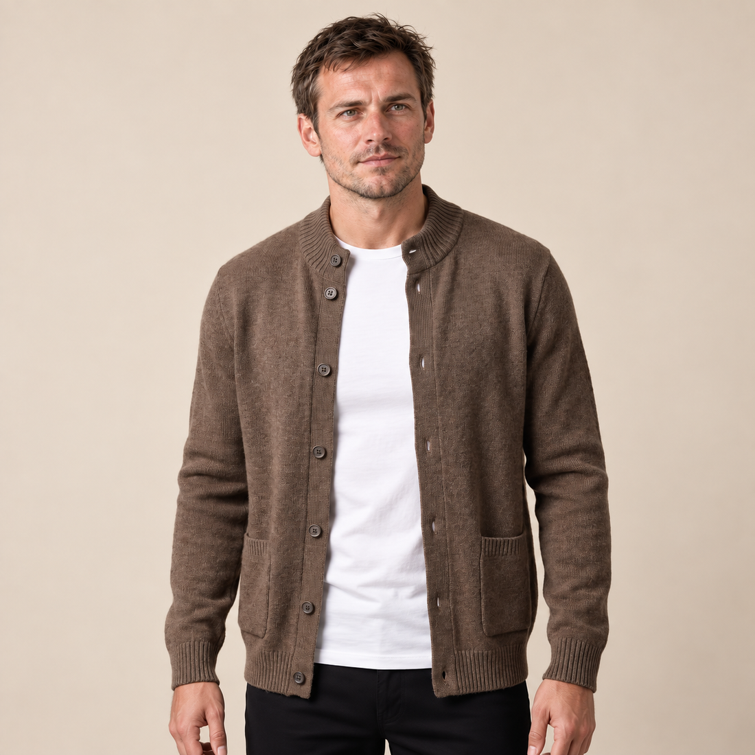 Men's Wool Button-Front Cardigan
