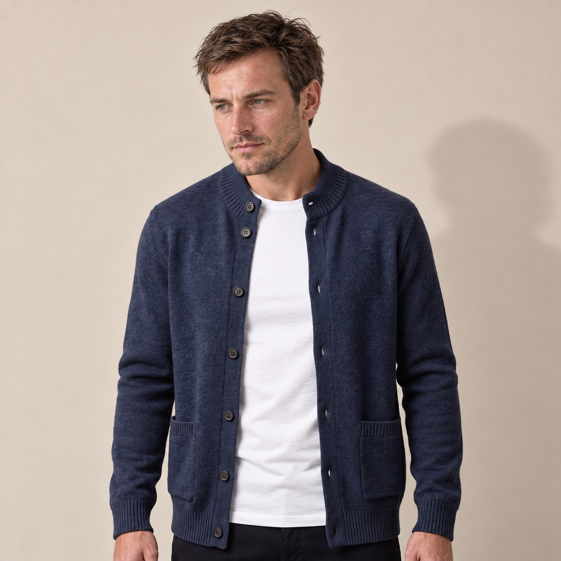 Men's Wool Button-Front Cardigan