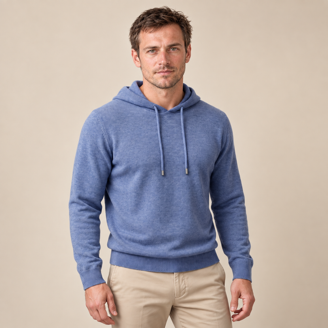 Men's Wool Knit Drawstring Hoodie