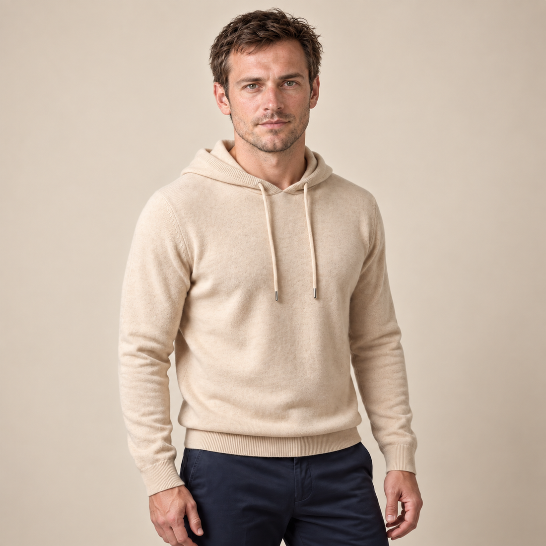 Men's Wool Knit Drawstring Hoodie