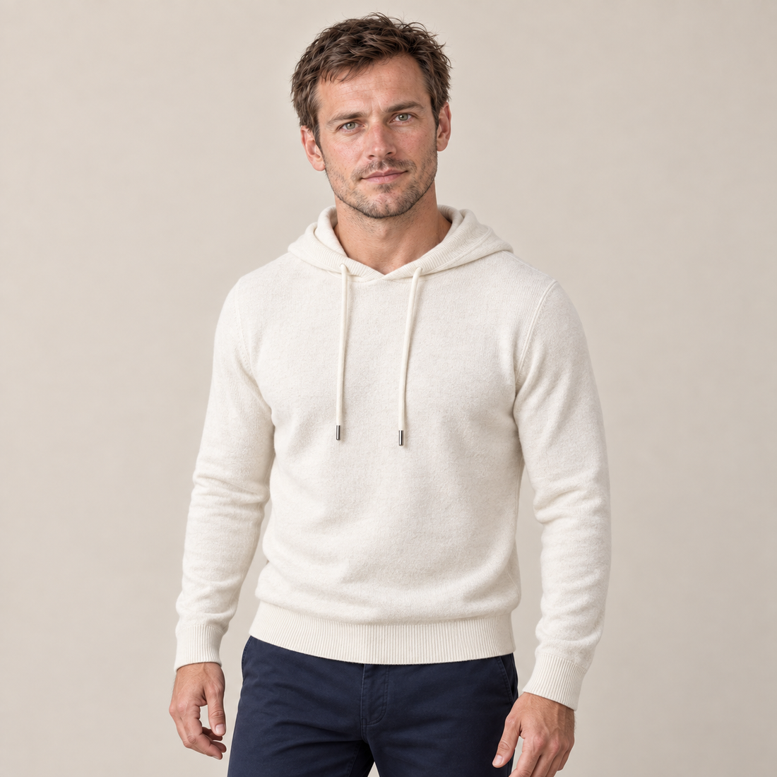 Men's Wool Knit Drawstring Hoodie