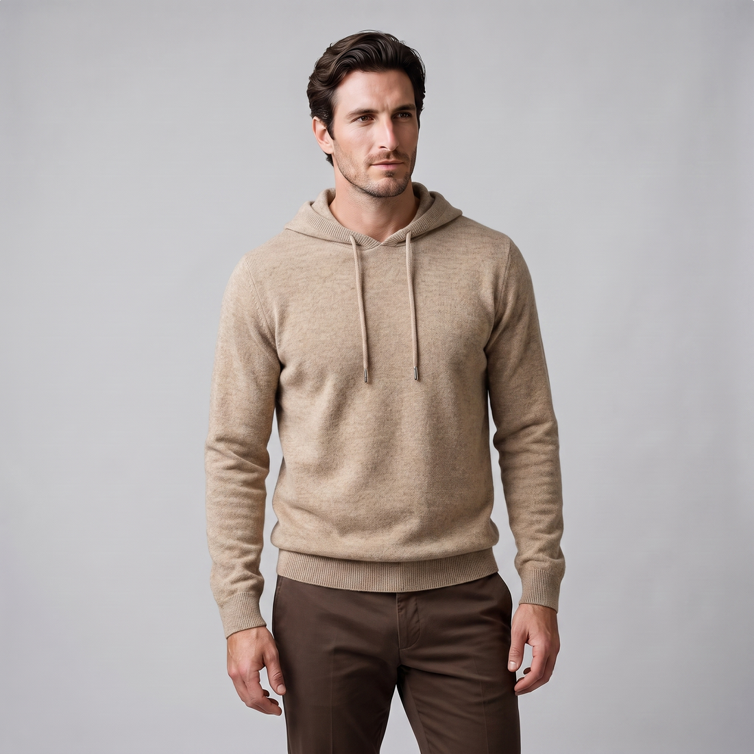 Men's Wool Knit Drawstring Hoodie