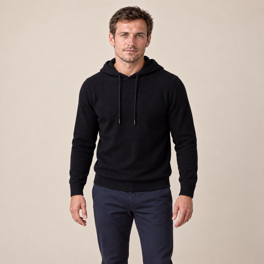 Men's Wool Knit Drawstring Hoodie