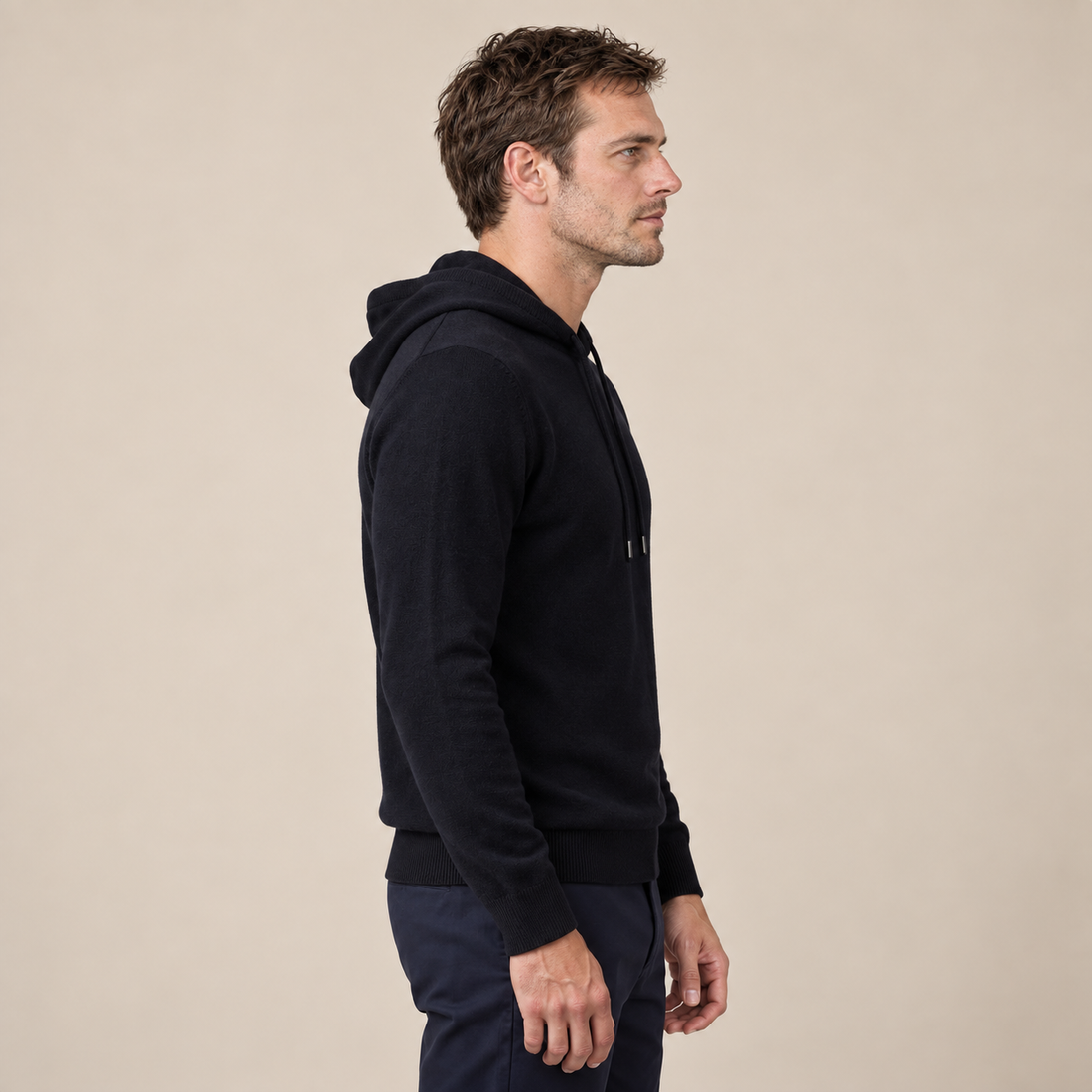 Men's Wool Knit Drawstring Hoodie