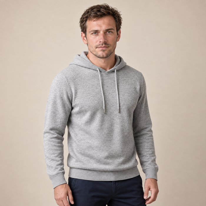 Men's Wool Knit Drawstring Hoodie