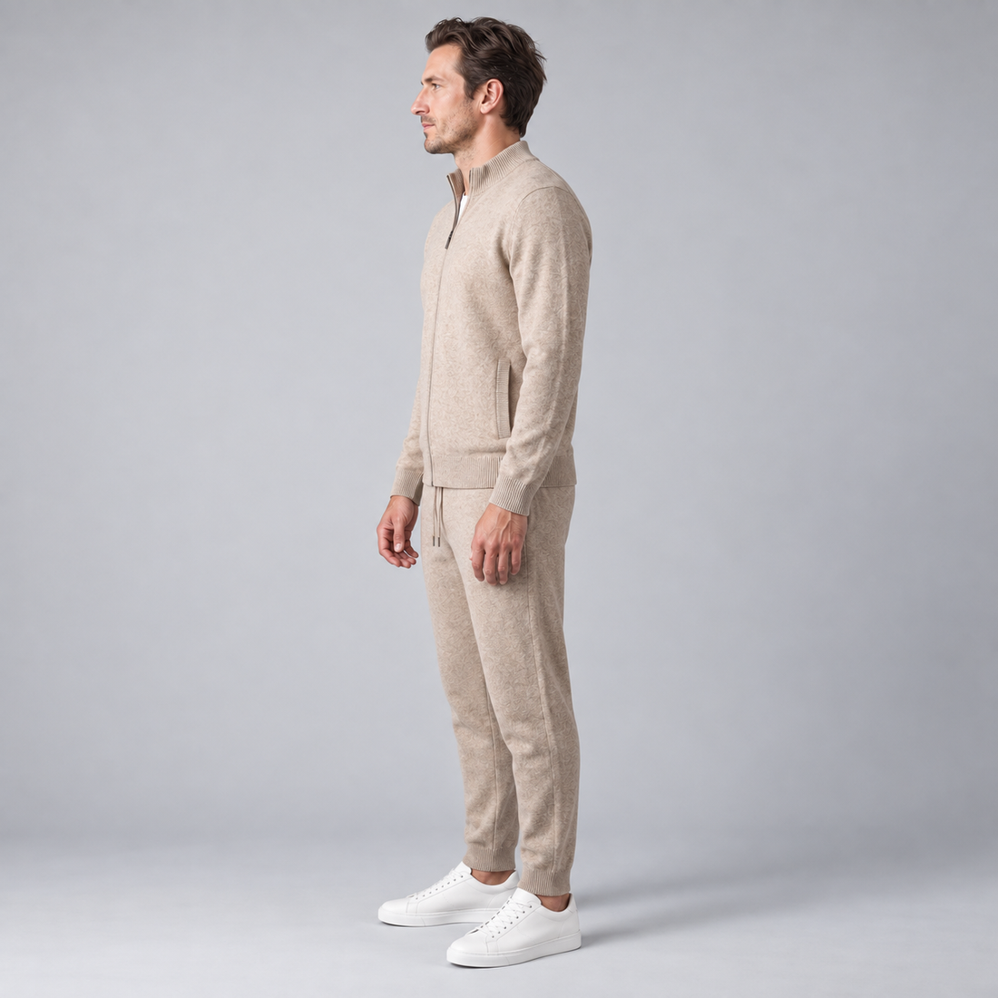 Men's Wool Knit Zip Cardigan and Trouser Co-ord Set