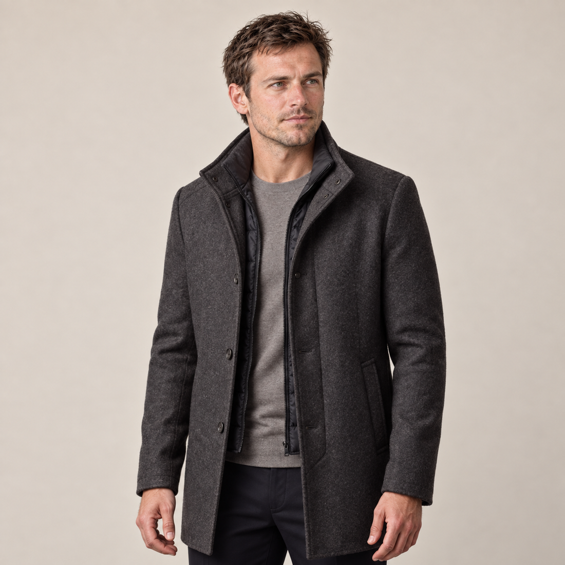 Men's Stand Collar Overcoat